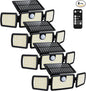 MIHANI Solar Lights Outdoor, Quick Charge Solar Motion Deck Lights Outdoor for Deck with High Brightness, Larger Built-in Tempered Glass Panel, Sensitive PIR Motion Inductor (Remote,4 Pack)