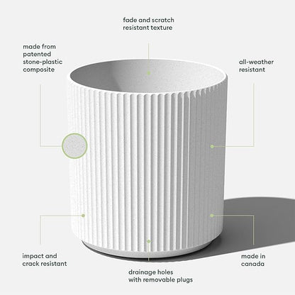 Veradek Round Demi Planter Pots for Indoor/Outdoor Garden Use | Made from Plastic - Concrete Mix with Drainage Holes | Perfect for Small to Large Succulent Plants, Flowers, Modern Interior Plants