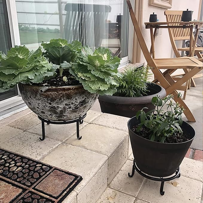 5 Pack Metal Plant Stands for Multiple Plant,Heavy Duty Flower Pot Stands for Outdoor Indoor Plants,Rustproof Iron Round Pot Shelf for Planter