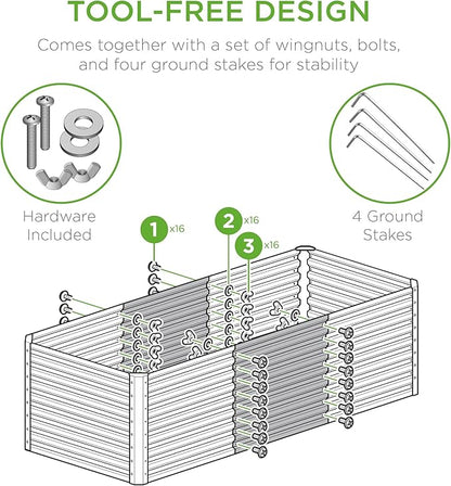 Best Choice Products 4x2x2ft Outdoor Metal Raised Garden Bed, Deep Root Box Planter for Vegetables, Flowers, Herbs, 119 Gallon Capacity, 100% Non Toxic Materials - Galvanized