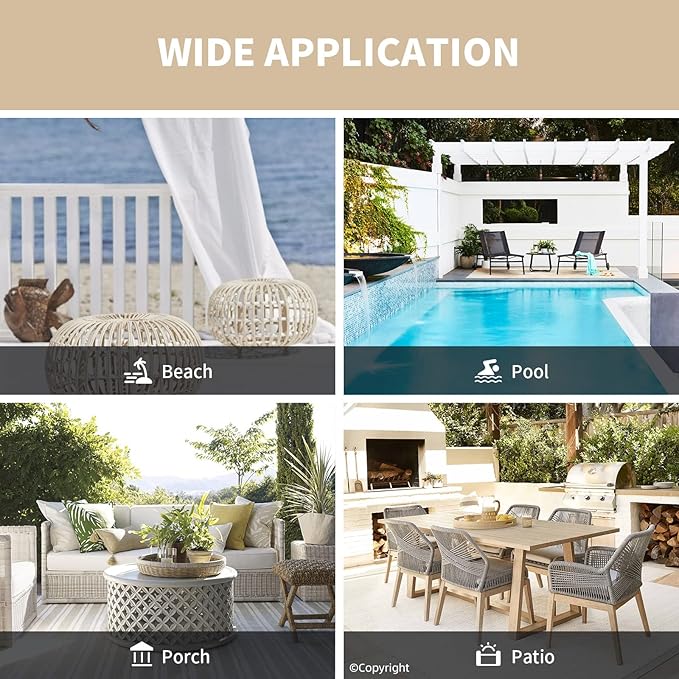 Waterproof Outdoor Curtain W84 x L84 - Grommet Top Sunlight Blocking Window Treatment Drapes Blackout Curtains for Home Bedroom Living Room Patio Porch Cabana Gazebo (Beige, 2 Panels)
