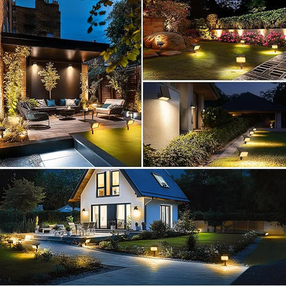 Solar Spot Lights Outdoor with 60 LED & Auto On/Off, 6 Pack Solar Lights Outdoor Waterproof IP68 with 3 Lighting Modes, 2-in-1 Solars Landscape Light for Outside, Garden, Yard(Warm White)