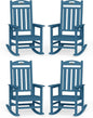 Oversized Outdoor Rocking Chairs Set of 4, High Back Porch Rocking Chair, HDPE All Weather Resistant Patio Chairs, 380lbs Weight Capacity, Navy Blue