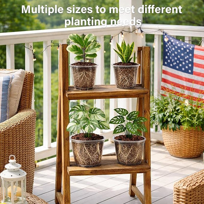16 Pack 10/8/6/5 Inch Reinforced Large Clear Nursery Pots with Drainage Holes, Transparent Variety Pack Plastic Plant Pot for Vegetable Propagation, Root Cutting, Seed Starting