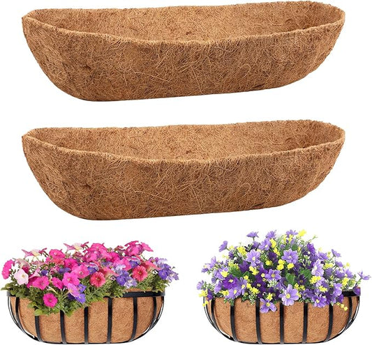 Legigo 2 Pack Trough Coco Liner for Planters- 30 Inch Window Box Liners Coconut Coir Basket Liners, Planter Box Coconut Liner for Window Flower Box Pots, Fence Trough Planter, Wall Planter Basket