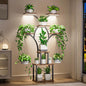 Elbourn Plant Stand Indoor with Grow Lights - 60" Tall Metal Plant Shelf for Multiple Plants, 8 Tiered Corner Plant Stands for Indoor Plants, X - Shaped Decorative Rack for Home, Living Room & Patio Decor (Brown)