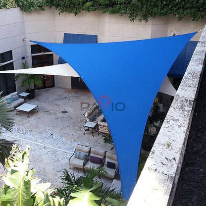 Patio Paradise 18' x 18' x 18' Sun Shade Sail Triangle Canopy Shade Cloth Fabric Sunlight Block Patio Pergola Cover HDPE Deck Awning for Outdoor Backyard Roof Shading, Blue