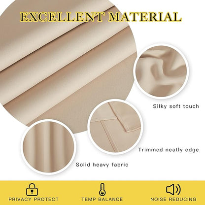 PNICETOWN Blackout Doorway Curtain Room Darkening - Window Treatment Thermal Insulated Solid Grommet Vertical Drape for Bedroom/Bay Window (Biscotti Beige, 1 Panel, 66 by 72 Inch)