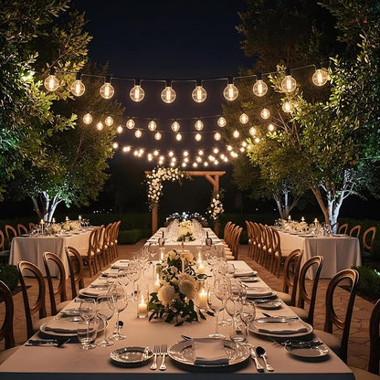 RTTY Dense-Glow 100FT All-Purpose Outdoor String Lights with 50 G40 Bulbs - Versatile for Patio & Deck Lighting, Backyard Gatherings, Poolside Evenings, and Intimate Wedding Decor