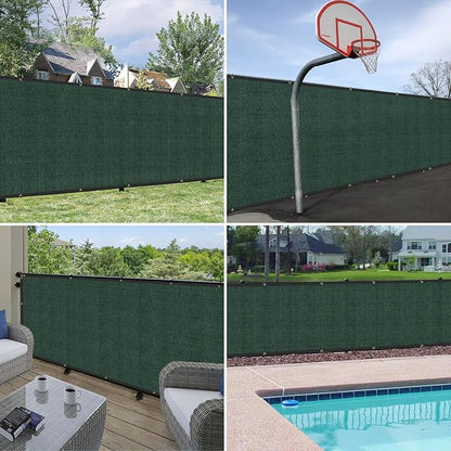 Windscreen4less Privacy Fence Screen Heavy Duty Windscreen Fencing Mesh Fabric Shade Net Cover with Brass Grommtes for Outdoor Wall Garden Yard Pool Deck, 6'x92' Green
