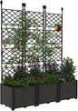 3 PCS Raised Garden Bed with Trellis,63" h Vertical Planter Box with Drainage Holes for Climbing Plants, Patio Privacy Screen & Balcony Garden