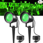 T-SUN Green Spotlight Outdoor, Waterproof LED Landscape Lighting with US Plug, Easy Install 270° Adjustable Outdoor Spot Lights for Garden Tree Yard Decor, 2 Pack