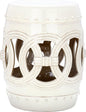 SAFAVIEH Home Collection Double Coin Cream Ceramic Indoor/ Outdoor Decorative Garden Stool (Fully Assembled)