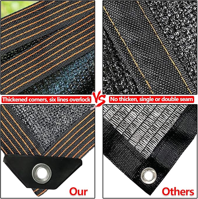 Shade Cloth, 90% Sunblock Net for Garden Patio, Shade Neting for Plants Greenhouse Outdoor Pergola Lawn, Easier to Hang Sun Cover for Kennel Chicken Coop