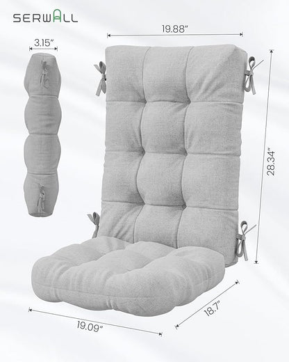 SERWALL HDPE Outdoor Rocking Chair Cushion Set of 4, Memory Foam Cushion Flowers Pattern