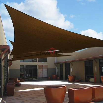 Patio Paradise 15' x 15' x 14'10" Sun Shade Sail Triangle Canopy, Permeable Shade Cloth Fabric Sunlight Block Patio Cover HDPE Deck Awning for Outdoor Backyard Pergolas Roof Shading, Brown