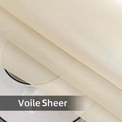 SpaceDresser Waterproof Outdoor Sheer Curtains for Patio - 2 Panels Rod Pocket Indoor Voile Sheer Curtain for Living Room,52W x 84L inch, Ivory