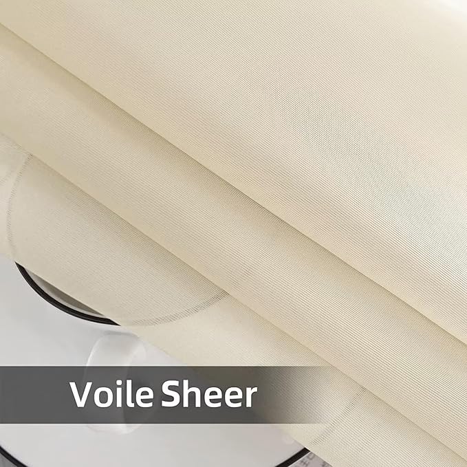 SpaceDresser Waterproof Outdoor Sheer Curtains for Patio - 2 Panels Rod Pocket Indoor Voile Sheer Curtain for Living Room,52W x 108L inch, Ivory