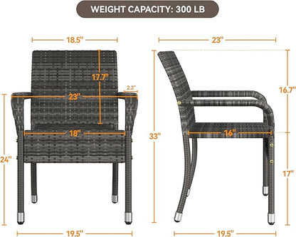 Yaheetech Set of 6 Stackable Outdoor Rattan Dining Chairs, All-Weather Armchair w/Armrests, Steel Frame for Garden, Patio, Deck, Yard, Poolside Gray