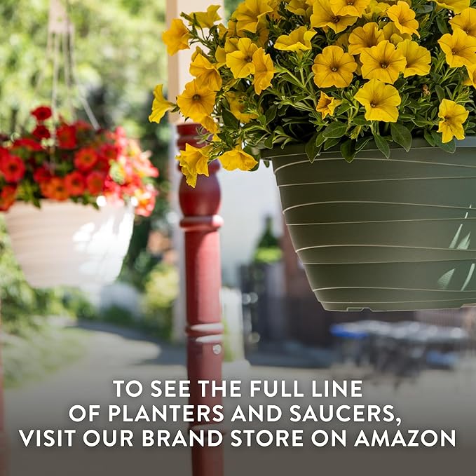 The HC Companies Wrapt Hanging Planters - Lightweight Plant Pot Hanger for Hanging Plants, Vegetables & Herbs - Outdoor & Indoor Hanging Basket for Plants (13" Pepperstone, Pack of 1)