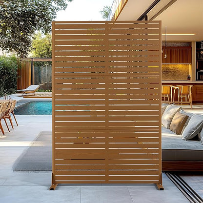 Outdoor Privacy Screen,72" H×47" W Metal Privacy Screen, Freestanding Privacy Fence Panels for Patio