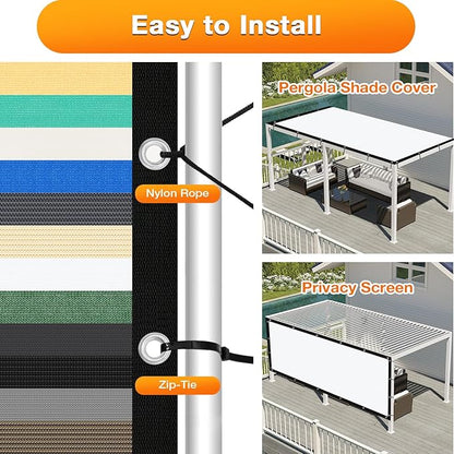 Artpuch Outdoor Pergola Shade Cover 4' X 12' Sun Shade Cloth with Grommets, 90% UV Protection Canopy Patio Privacy Screen (Customized Available) GN107, White