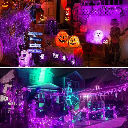 66Ft 200 LED Halloween Fairy Lights Plug in, 8 Modes String Lights with Timer for Outdoor & Indoor, Waterproof Twinkle Lights for Bedroom Garden Party Carnival Supplies Halloween Decorations (Purple)