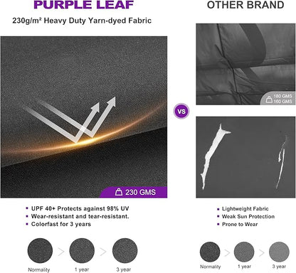 PURPLE LEAF 10' x 10' Aluminum Outdoor Pergola Wind-Resistant Retractable Pergola with Double Sun Shade Canopy Heavy-Duty Metal Pergola for Patios Backyard Deck Garden, Gray