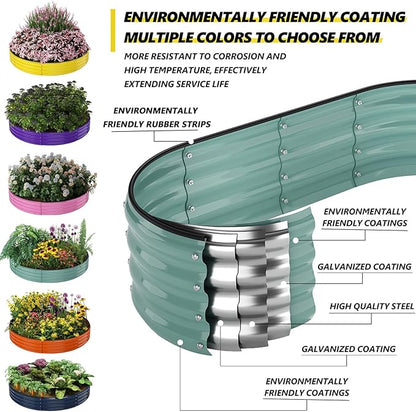 Galvanized Metal Planter Round Raised Garden Bed Kit for Gardening Outdoor，3x3x1ft Grow Garden Box Raised Flower Bed，Round Galvanized Planter Outdoor Large Metal Fire Pit Ring