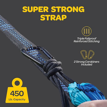 Durable Hammock 500 lb Capacity, Nylon Camping Hammock Chair - Double or Single Sizes w/Tree Straps and Attached Carry Bag - Portable for Travel/Backpacking/Beach/Backyard (Large, Khaki & Dark Green)