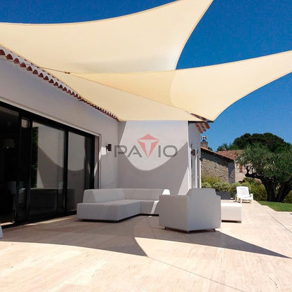 Patio Paradise 10' x 10' x 9'10" Sun Shade Sail Triangle Canopy, Permeable Shade Cloth Fabric Sunlight Block Patio Cover HDPE Deck Awning for Outdoor Backyard Pergolas Roof Shading, Beige