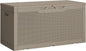 Greesum Outdoor Storage Box 100 Gallon Storage Bin with Lid for Patio Furniture, Garden Tools, Pool Supplies, Lockable, Waterproof and UV Resistant, Light Coffee