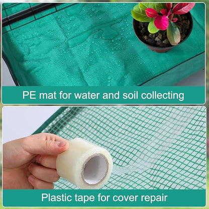 Mini Greenhouse for Indoor Outdoor, 5 Tier Shelves Rack Small Green House Heavy Duty with Waterproof Mat, Portable Plants Seedling Supplies Durable PE Plastic Cover with Tape, Gardening Gifts
