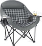 Oversized Camping Chairs for Adults - Heavy Duty Padded Outdoor Folding Lawn XL Camp Chair with Cup Holder Cooler Pockets for Outside Sports Beach Fishing Garden Portable Supports 500lbs, Grey