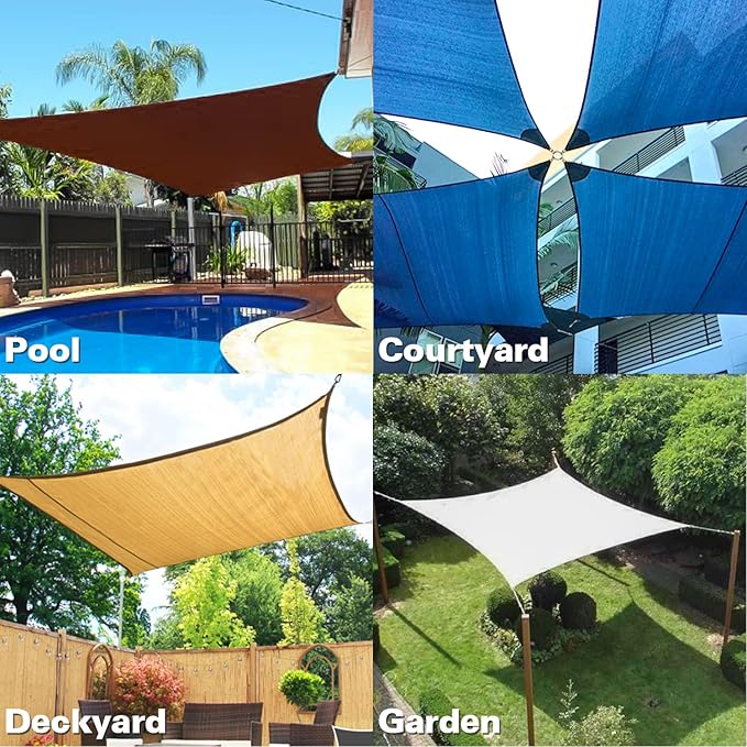 KANAGAWA 6'X8' Turquoise Mix Custom Size Sun Shade Sail Rectangle UV Block Canopy Cover for Patio Backyard Lawn Garden Outdoor (Customized Available)