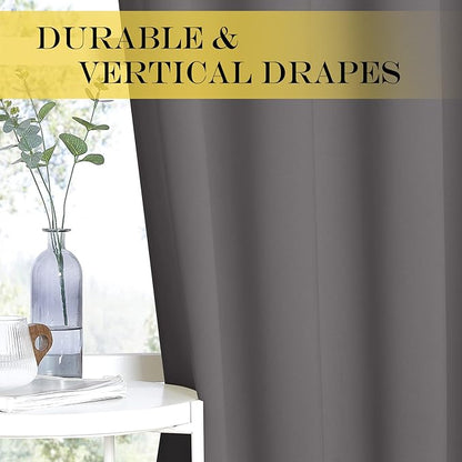 NICETOWN Grey Blackout Doorway Curtain 80 inch Length, Grommet Room Darkening Thermal Insulated Soundproof Window Treatments for Bedroom/Closet, W52 x L80, 1 Panel