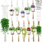 Hoteam 12 Pcs Macrame Plant Hangers Macrame Hanging Planters for Indoor Plants Handmade Boho Hanging Baskets Flower Pots Holder for Outdoor Home Wall Decor