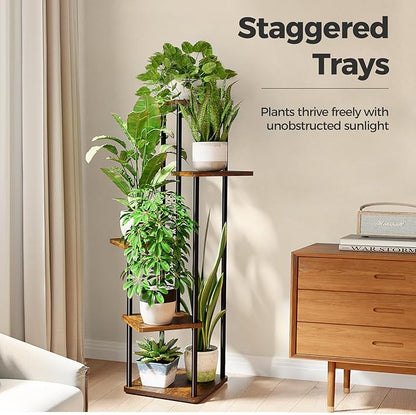 Bamworld Plant Stand Indoor Tall Plant Shelf for Multiple Plants Corner Plant Table Tiered Flower Stand for Living Room Bedroom Balcony Brown