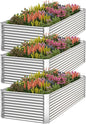 3 Pack Tall 4x2x1.5FT Raised Beds for Gardening, Corrugated Galvanized Steel Raised Garden Bed, Outdoor Metal Above Ground Garden Bed for Vegetables and Flowers(Rectangular)