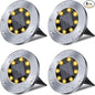 Solar Ground Lights, Waterproof Solar Garden Lights, Upgraded Outdoor Garden Waterproof Bright in-Ground Lights, Landscape Lights for Pathway,Yard,Deck,Lawn,Patio,Walkway (4 Pack Warm Light)