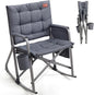EVER ADVANCED Lightweight Folding Rocking Camping Chair, Padded Portable Rocker Chair for Patio, Lawn and Outdoors, Heavy Duty Hard Armchair for Adults, Grey