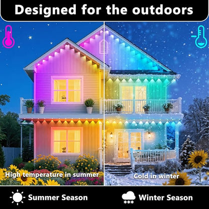200FT Permanent Outdoor RGB Lights, IP67 Waterproof Smart Eave Lighting, with App/Remote Control Eaves Light, DIY LED Scenes Modes for House Roof Decor,Christmas,Party