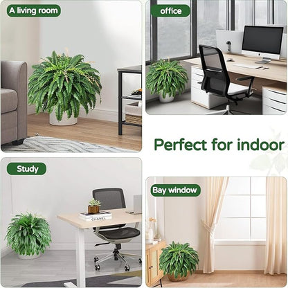 49” Artificial Ferns for Outdoors Planter, 128 Leaves per Fern, Set of 2, Large Lush Fake Boston Ferns Hanging Plants, UV Resistant Faux Greenery for Porch Patio Garden Home Decor Indoor Outdoor