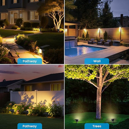 VOLISUN Solar Spotlight Outdoor, IP67 Waterproof Solar Landscape Spot Lights，Uplights for Yard Garden Pathway - 12 Pack (Warm White) 27 LED 3 Lighting Modes