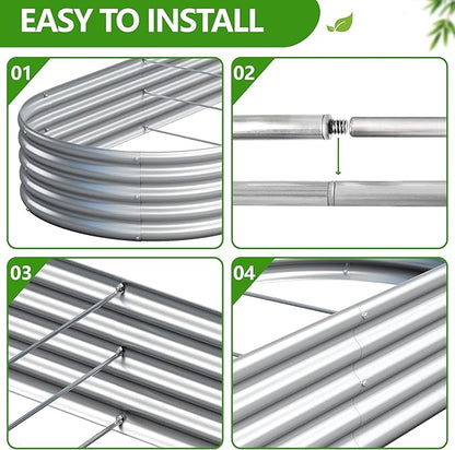 2PCS 8x2x1ft Galvanized Metal Raised Garden Bed Kit,Outdoor Planter Box Vegetables,Flowers,Herbs Durable Rust-Resistant Patio Gardening Beds
