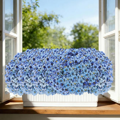 60 Pack Artificial Flowers for Outdoor Indoor Fake Plants, Faux Silk Flowers for Outdoors Outside Front Porch Hanging Planter Window Box Garden Spring Decoration(Blue)