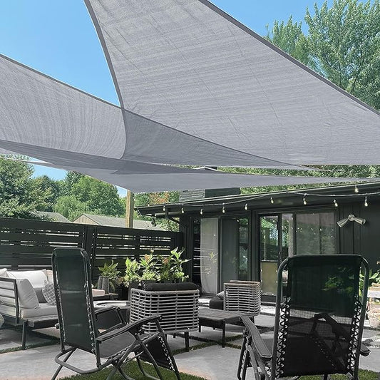 LOVE STORY Custom Size 14'x16'x16' Silver Grey Sun Shade Sail Triangle Sunshade Fabric Awning Canopy for Patio Backyard Carport Pergola (Customized)