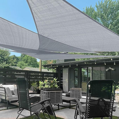 LOVE STORY Custom Size 8'x15'x17' Silver Grey Sun Shade Sail Triangle Sunshade Fabric Awning Canopy for Patio Backyard Carport Pergola (Customized)