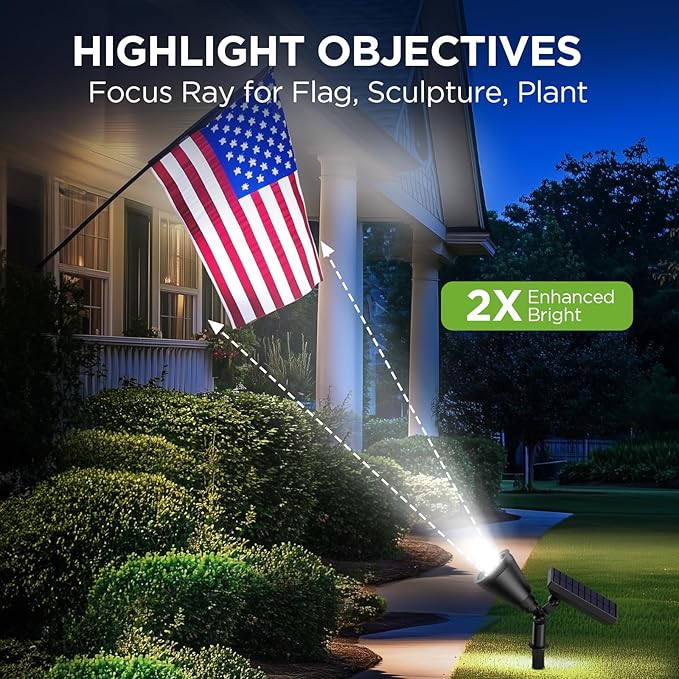 InnoGear Solar Lights Outdoor Lighting Waterproof Landscape Spotlights Uplighting for Outside Flag Garden Trees Yard Pathway Wall Auto On/Off, Pack of 6 (Cool White)
