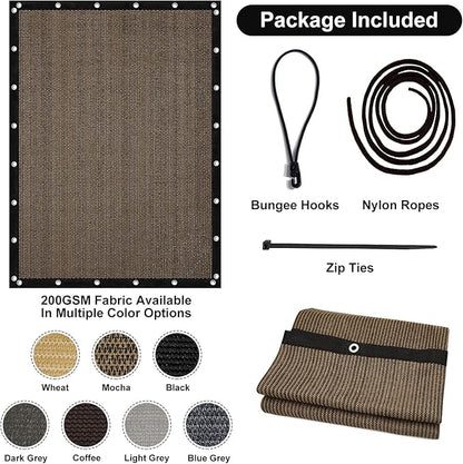 Artpuch 90% Sun Shade Cloth, 10 x 20 FT Pergola Shade Cover Canopy with Grommets, Sun Screen Fabric Tarp for Patio, Outdoor, Garden, Backyard, Mocha